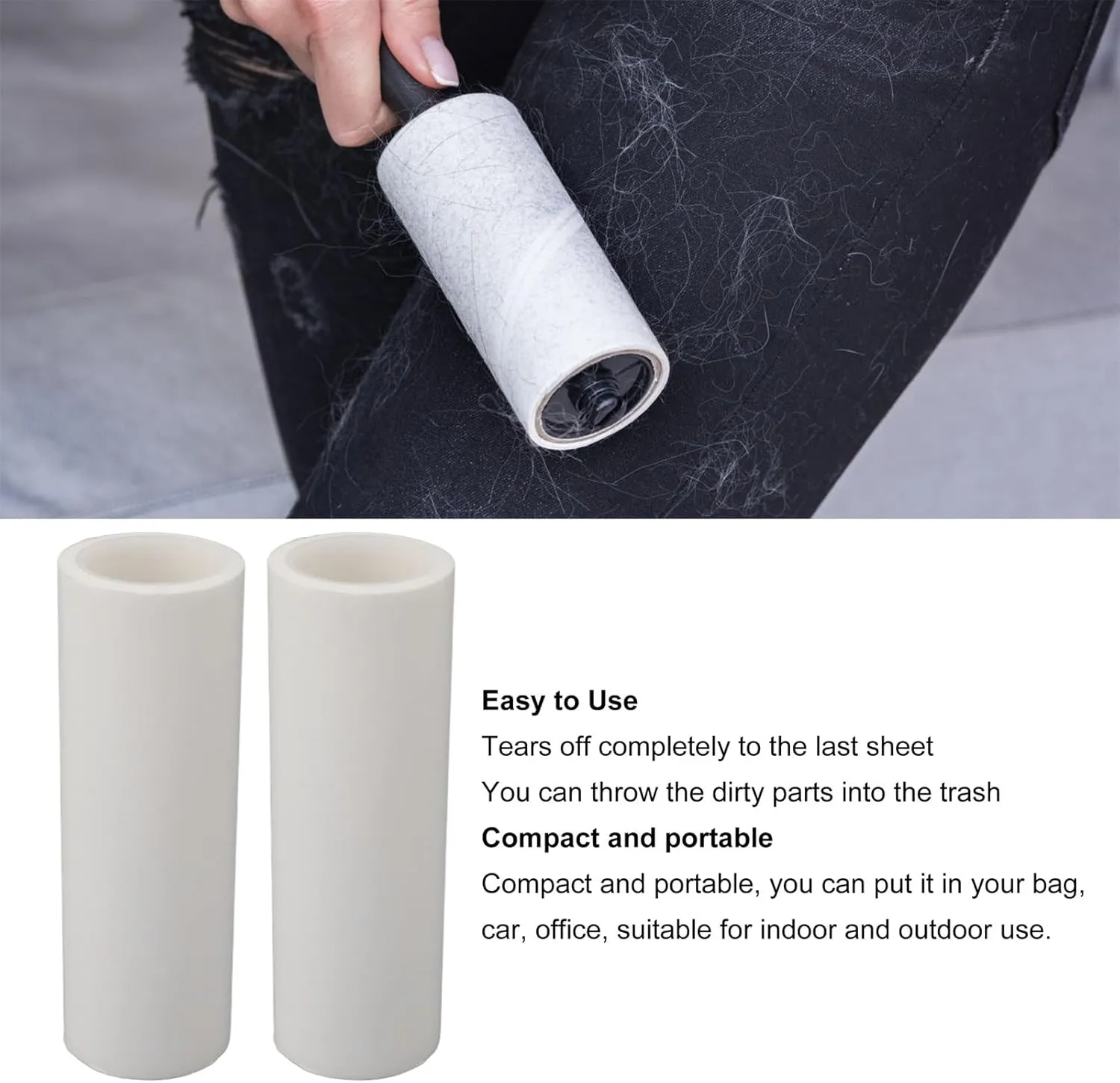 5Pcs Non - Static Extra Sticky Lint Roller Refills for Clothes, Pets, Furniture, Car, and Carpets - Easy to Use, Compact, Portable, and Multi - Purpose Lint Remover (8 Inch)