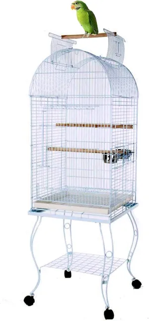 64-Inch Open/Close Dome Play Perch Stand Top Bird Parrot Cage with Removable Rolling Standing for Cockatiels Sun Conures Parakeets Conures Quaker Green Cheek