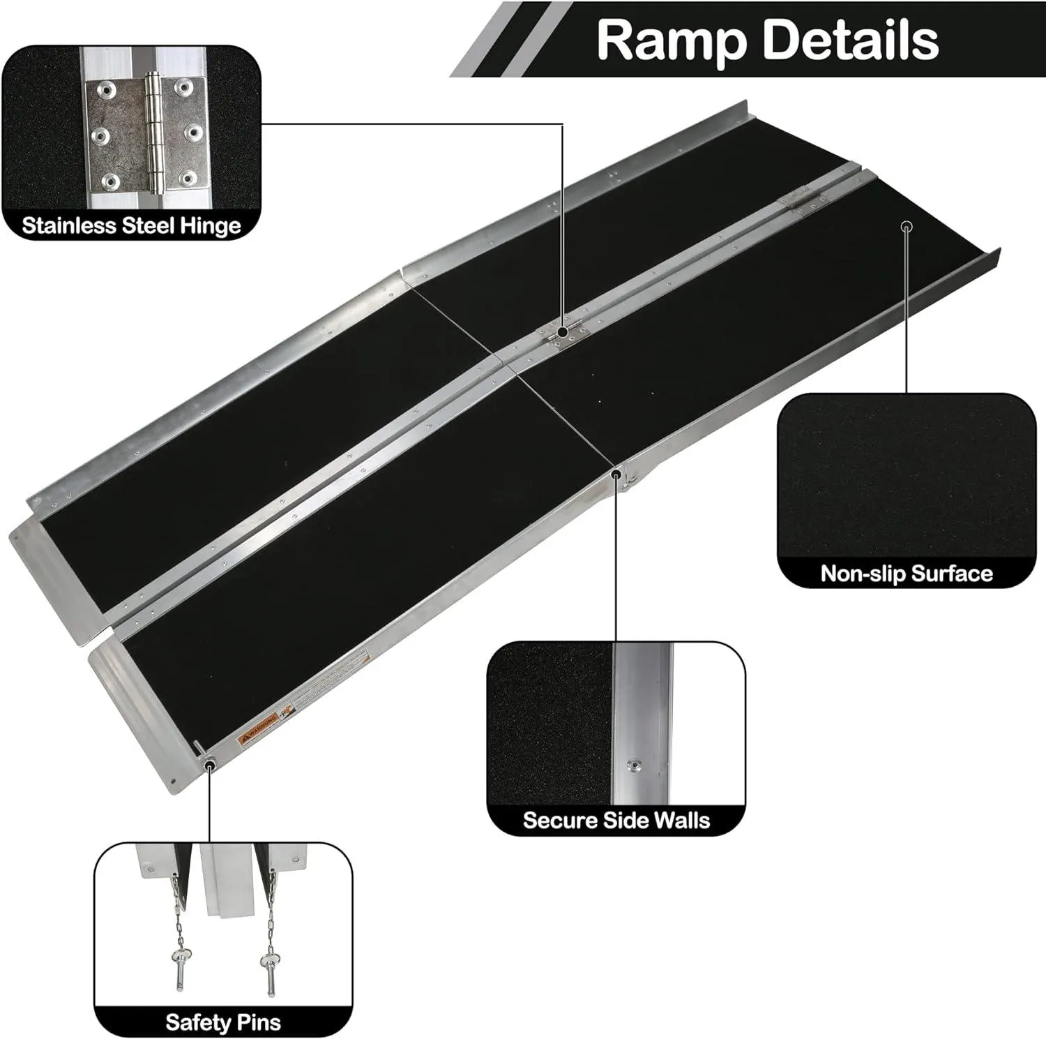 6ft Portable Ramp for Wheelchair Folding Aluminum Alloy Ramp with Handle