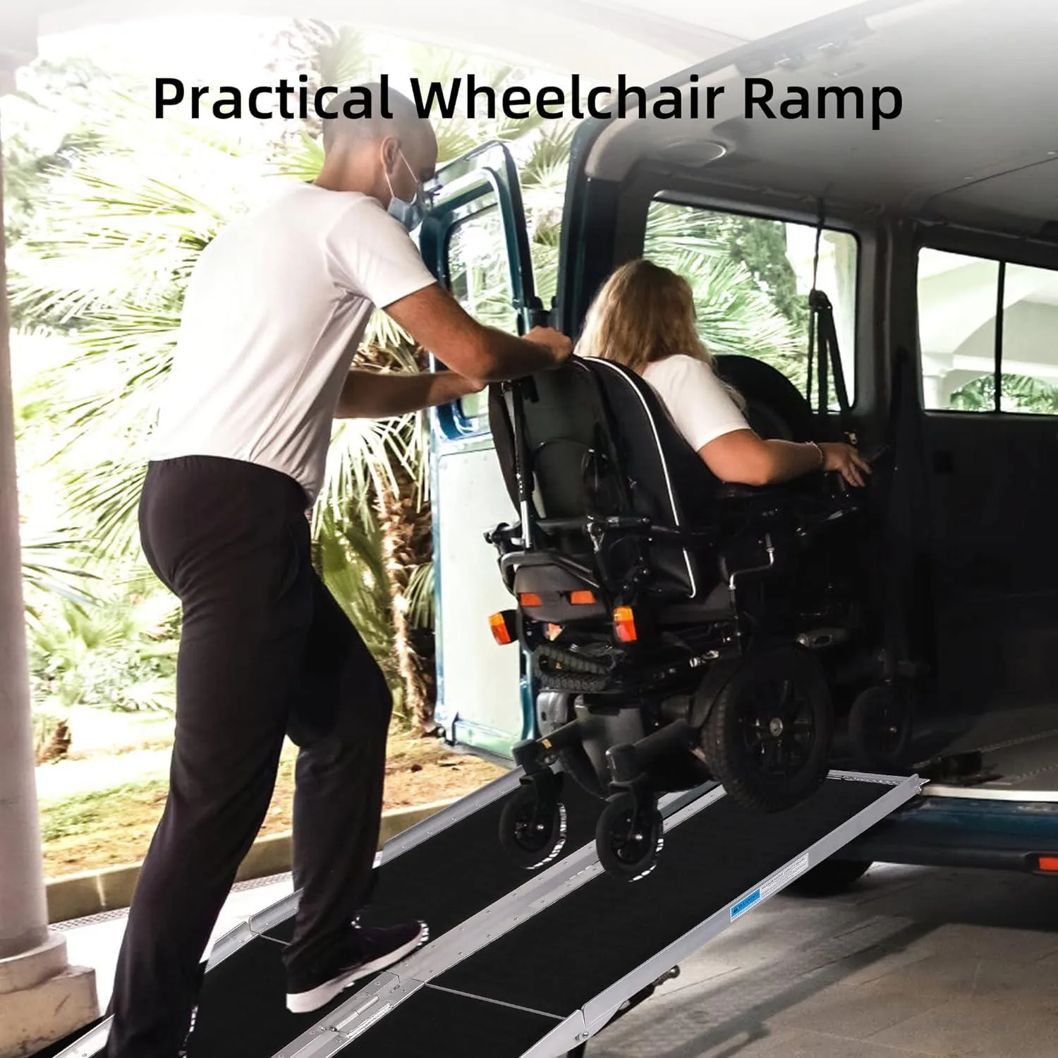 8ft Portable Ramp for Wheelchair Folding Aluminum Alloy Ramp with Handle