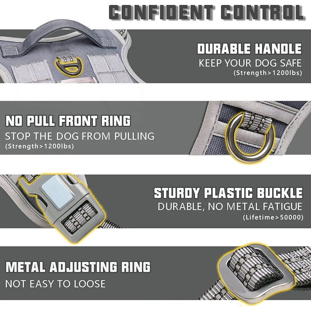 Adjustable Tactical Dog Harness Reflective Dog Harness Set