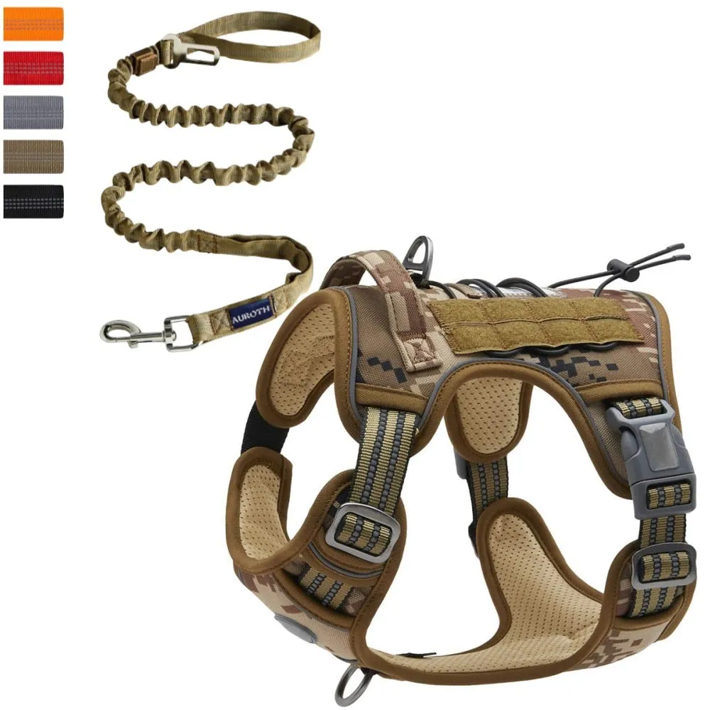 Adjustable Tactical Dog Harness Reflective Dog Harness Set