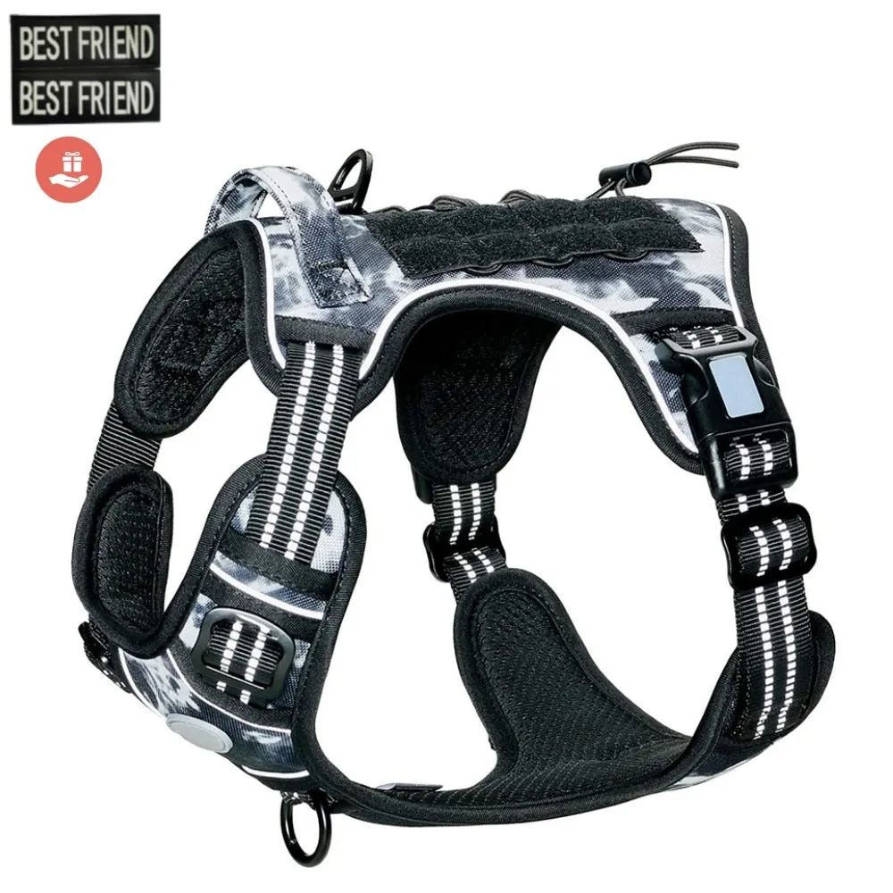 Adjustable Tactical Dog Harness Reflective Dog Harness Set