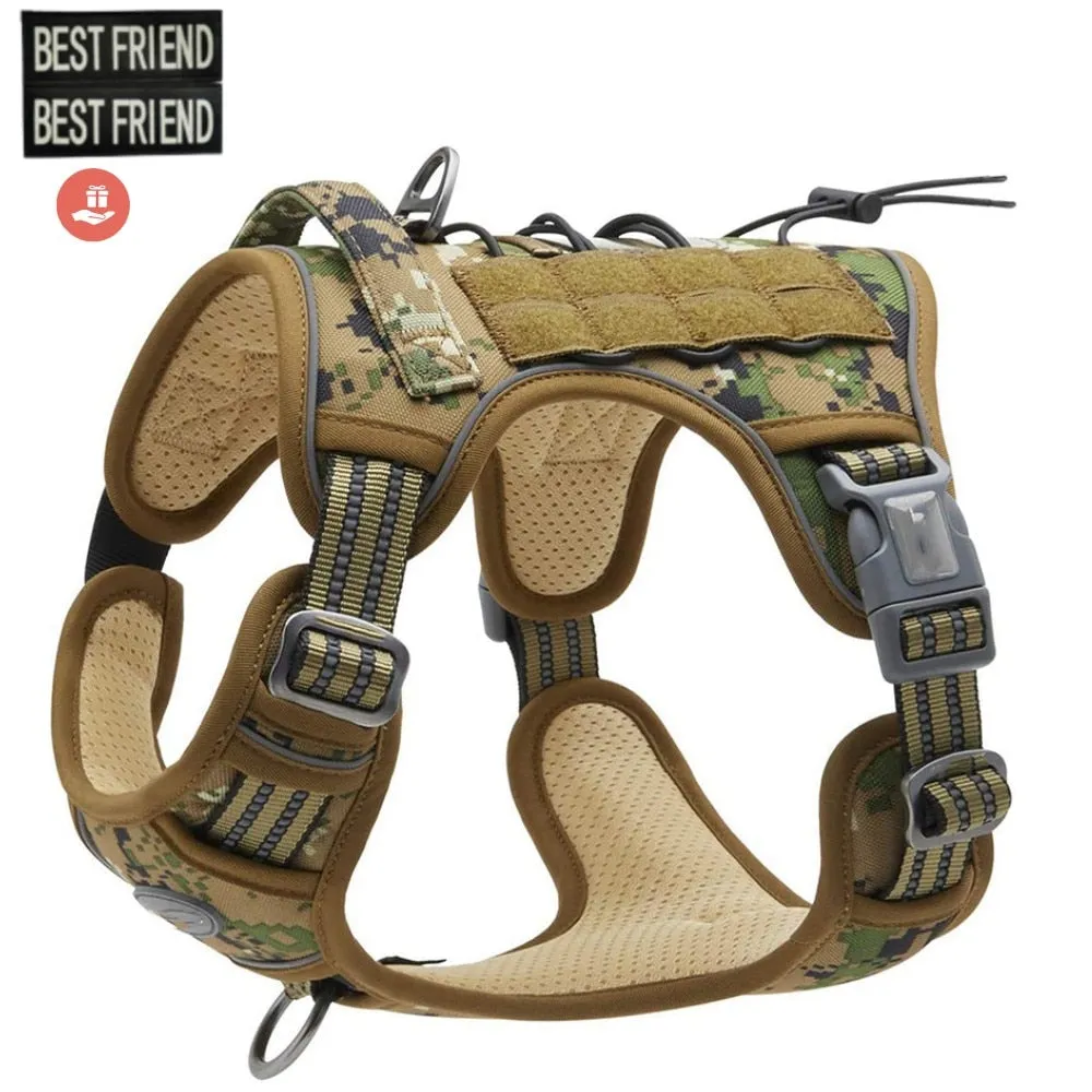 Adjustable Tactical Dog Harness Reflective Dog Harness Set