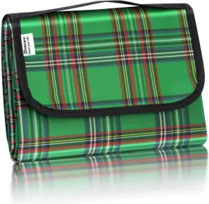 Beach Picnic Blanket, Sandproof Waterproof Camping Blankets Large, Outdoor Sandfree Foldable Mat 55x40in, Oversized Packable Family Mats for Hiking, Camping, Park, Travel, Grass Concert-Green
