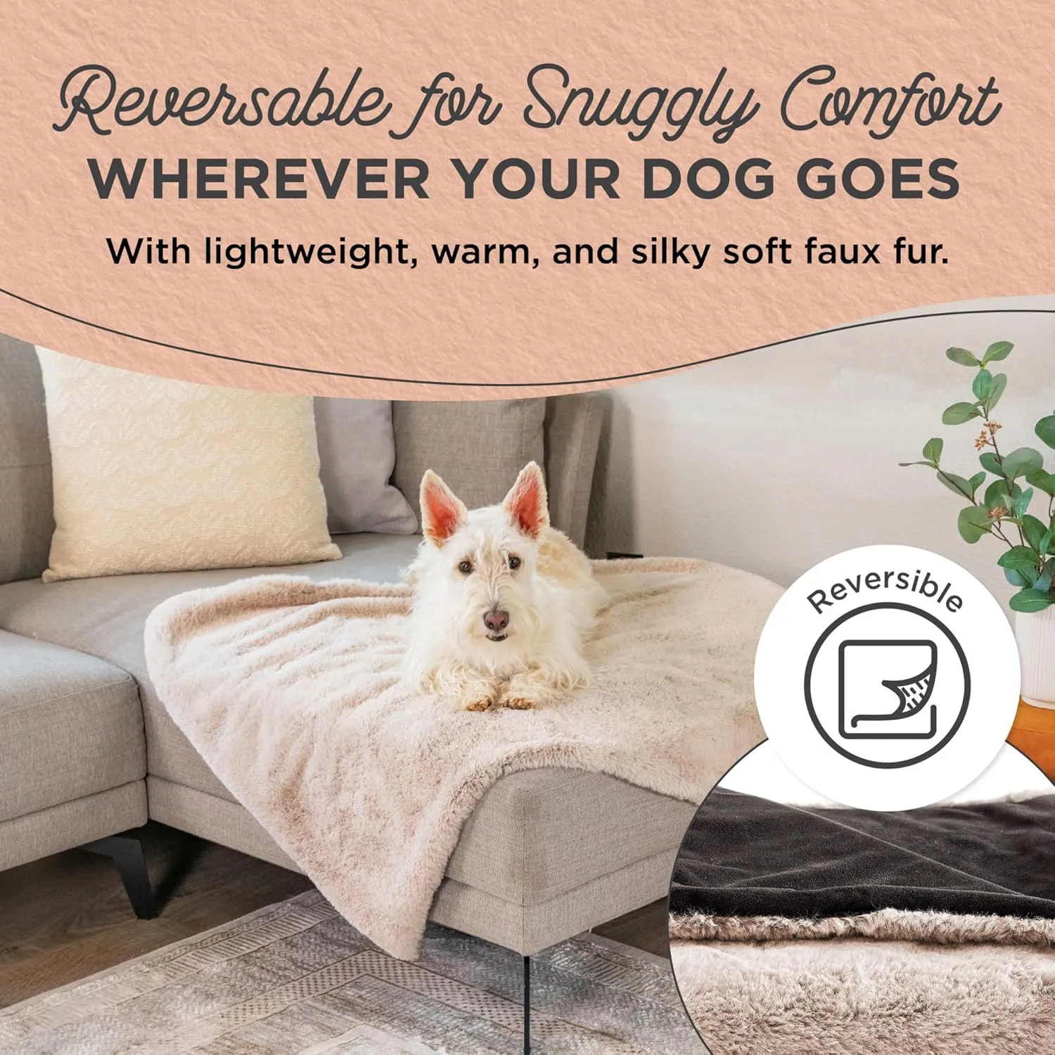 Best Friends by Sheri Reversible SnuggleSoft Calming Dog Blanket  Ultra Soft Faux Fur Pet Throw, Anxiety-Relief, Lightweight Warm Bed Cover for Dogs and Cats, Machine Washable, Brown, 30" x 40"