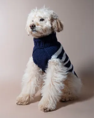 Between the Lines Navy Alpaca Stripe Dog Sweater