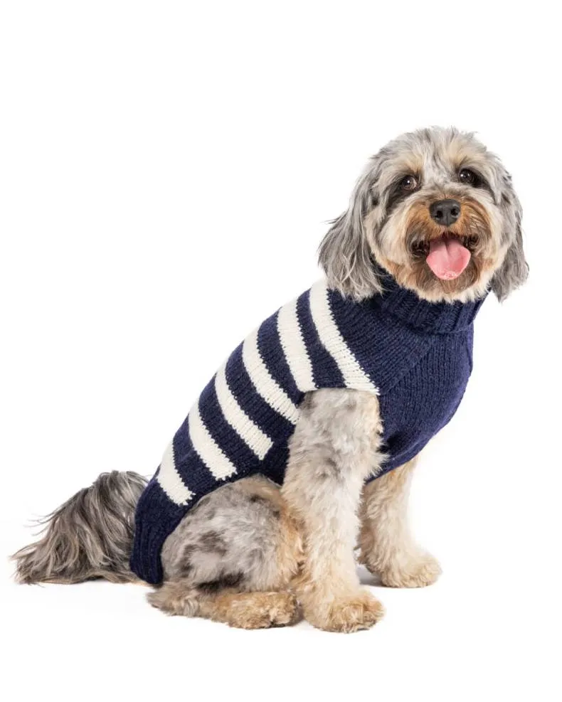 Between the Lines Navy Alpaca Stripe Dog Sweater