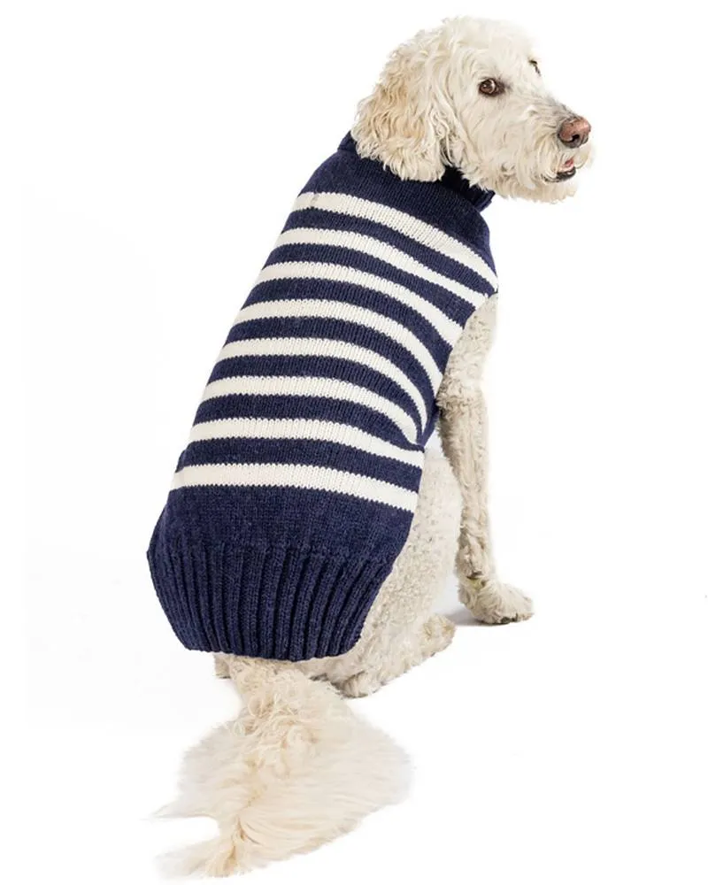 Between the Lines Navy Alpaca Stripe Dog Sweater