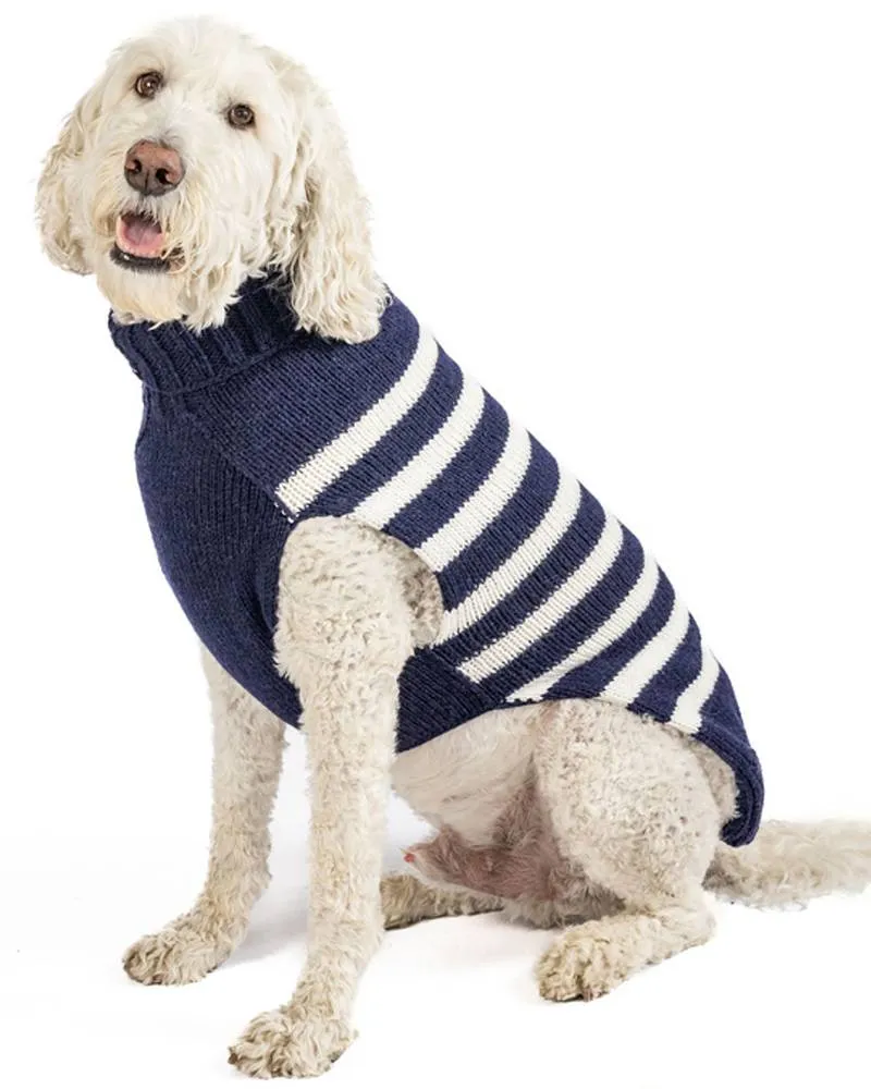 Between the Lines Navy Alpaca Stripe Dog Sweater