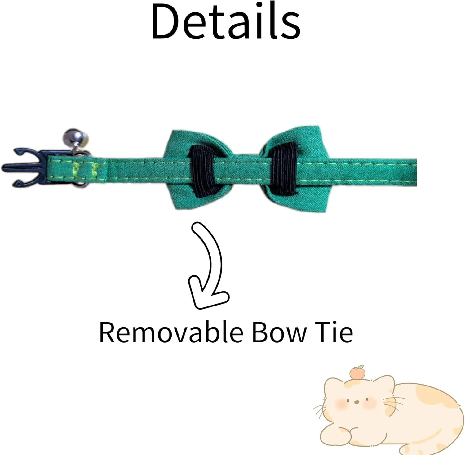 Bow Tie Cat Collar Breakaway with Bell Safety, Removable Bowtie, Adjustable Kitten Collars for Girl Boy Kitty Small Pets, 7"-11" Pink
