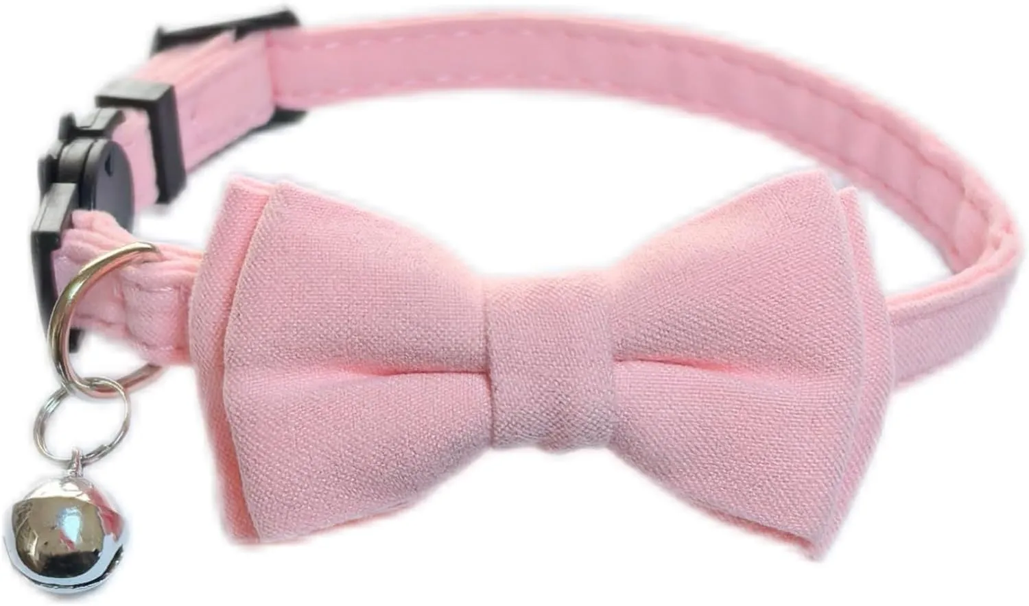 Bow Tie Cat Collar Breakaway with Bell Safety, Removable Bowtie, Adjustable Kitten Collars for Girl Boy Kitty Small Pets, 7"-11" Pink