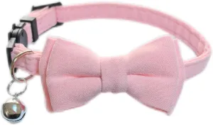 Bow Tie Cat Collar Breakaway with Bell Safety, Removable Bowtie, Adjustable Kitten Collars for Girl Boy Kitty Small Pets, 7"-11" Pink