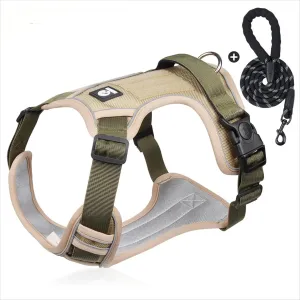 BRT Bearingshui No Pull Adjustable Dog Harness and Leash Set, Reflective Oxford Easy Control Dog Harness with A Free Heavy Duty Dog Leash, Escape Proof No Pull Vest Harness(S)
