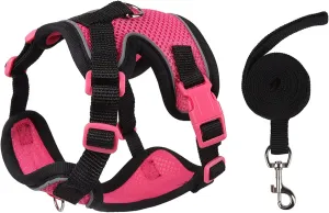 Cat Harness and Leash Set for Walking  Escape-Proof Reflective Vest for Cats and Small Dogs, Adjustable Soft Air Mesh with Pressure-Reducing Design, 4.92ft, L, Black & Rose