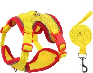 Cat Harness and Leash Set for Walking  Escape-Proof Reflective Vest for Cats and Small Dogs, Adjustable Soft Air Mesh with Pressure-Reducing Design, 4.92ft, M, Red & Yellow
