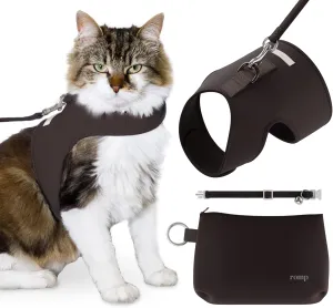 Cat Harness, Collar & Leash Set - Escape Proof Adjustable Choke Free Velcro Harness Vest for Walking Cats & Kittens (Sable Brown, Small)