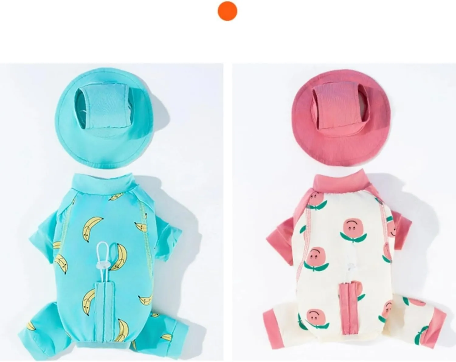 Cat Puppy Costume Cute Summer Jumpsuit and Sun Hat 2PCs Set Cute Peach Banana Print Pet Accessories Multiple Sizes for Kitten Small Dog (Pink,X-Large)