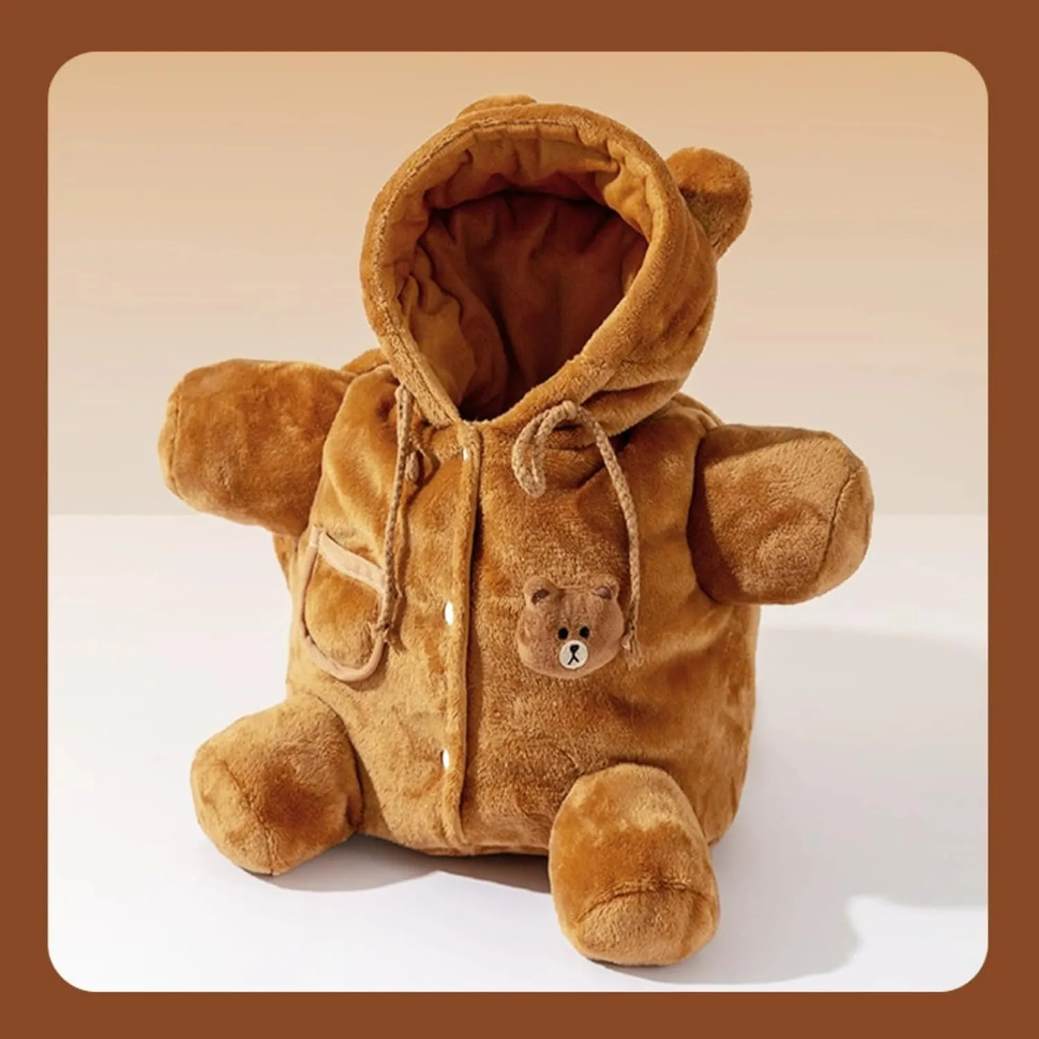 Cat Puppy Costume Plush Outing Backpack Cute Bear Bee Design Anti-Escape Bag for Kitten Cat Small Dog (Bear,Large)