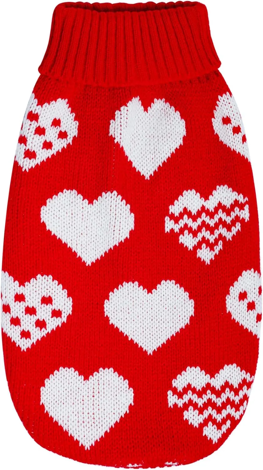 chayaxo Dog Knitted Heart Sweater
