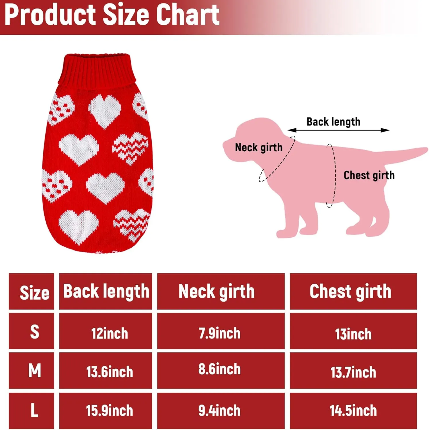 chayaxo Dog Knitted Heart Sweater