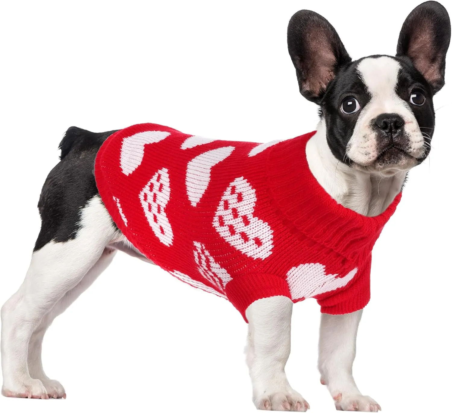 chayaxo Dog Knitted Heart Sweater