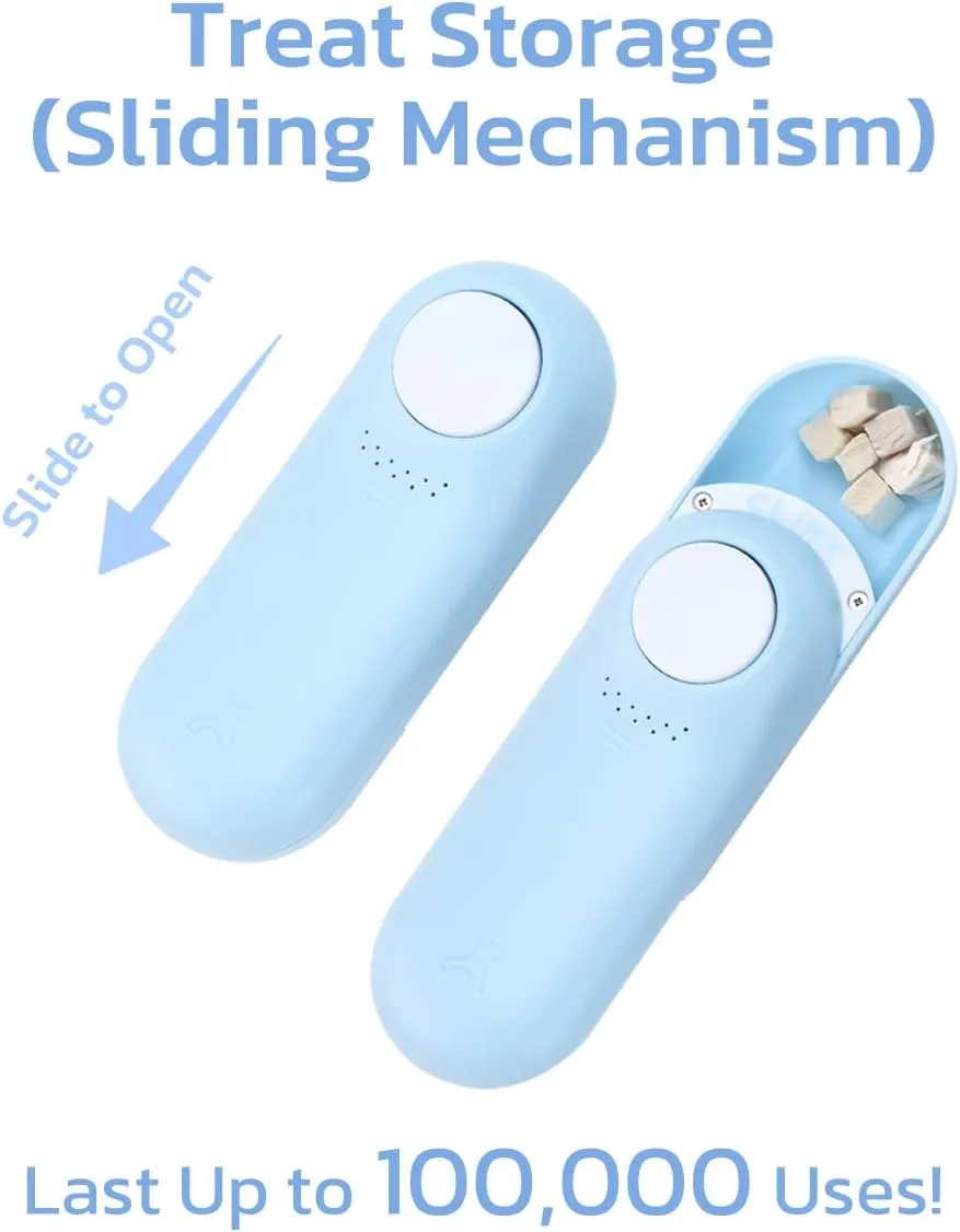Clink Design Clicker Dog Trainer & Dog Treat Pouch Alternative, Puppy Essentials Dual Use 2 in 1 Dog Clicker for Training - Durable, Light (2.36 oz), Easy to Clean & Handle, Innovative Design, Blue