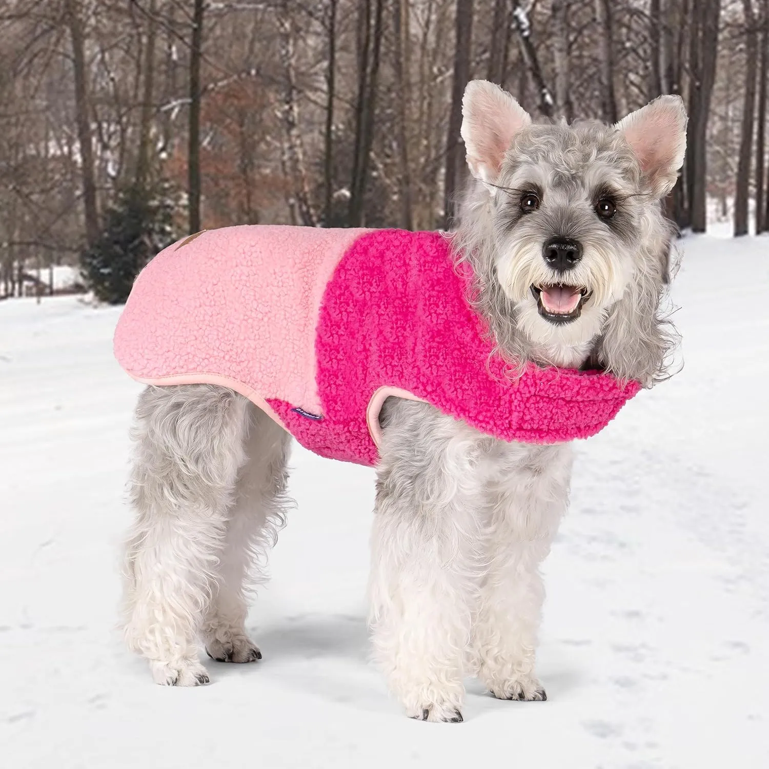 cyeollo Warm Dog Coat Sherpa Dog Winter Coat, Reversible Fleece Dog Jackets Sweater Vest for Small Medium Dogs Male with Leash Hole, Soft Cold Weather Dog Clothes, Rose Red XL