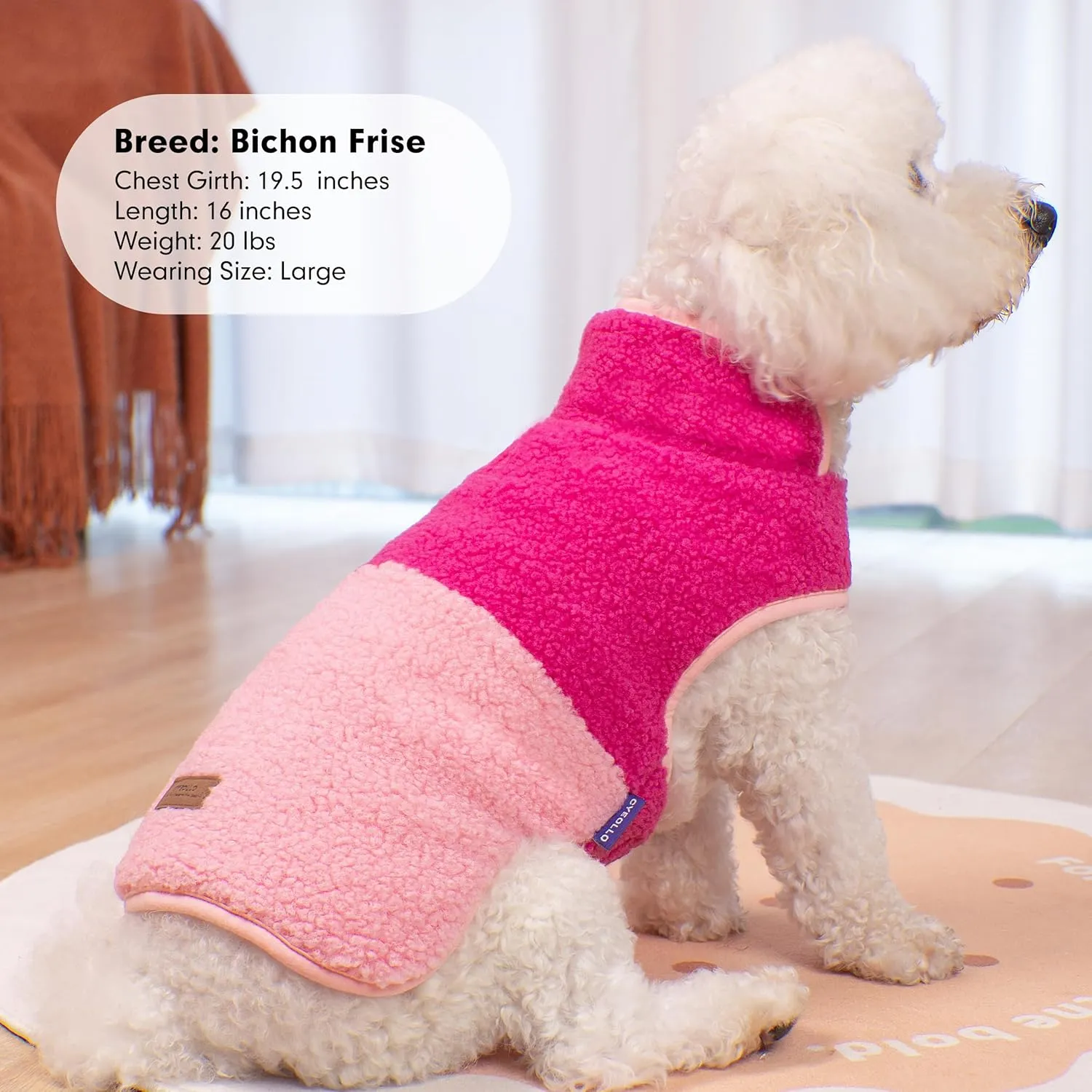 cyeollo Warm Dog Coat Sherpa Dog Winter Coat, Reversible Fleece Dog Jackets Sweater Vest for Small Medium Dogs Male with Leash Hole, Soft Cold Weather Dog Clothes, Rose Red XL