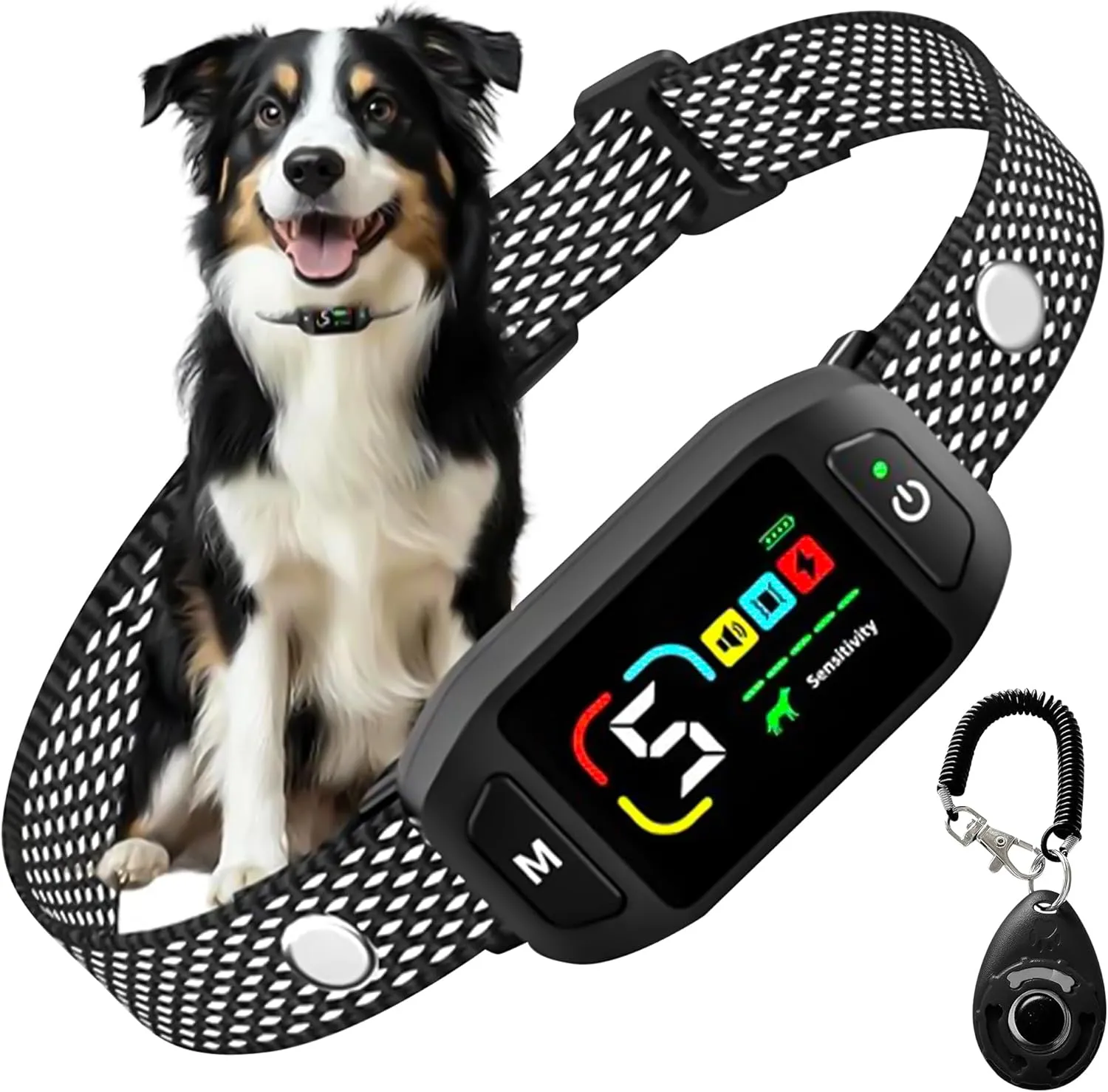 Dog Bark Collar for Small, Medium, and Large Dogs  Rechargeable Smart Collar with 5 Adjustable Sensitivity Levels, Beep & Vibration Modes  Includes Training Combo Set (Collar with Clicker)