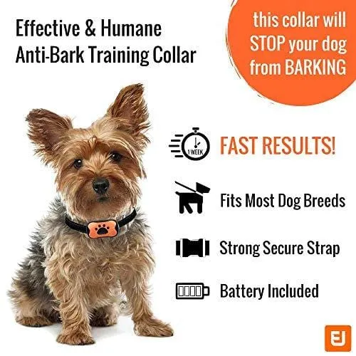 Dog Bark Collar - Stop Dogs Barking Fast! Safe Anti Barking Devices Training Control Collars, Small, Medium and Large pets deterrent. No shock, remote or citronella. Sound, vibration training device