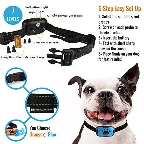 Dog Bark Collar - Stop Dogs Barking Fast! Safe Anti Barking Devices Training Control Collars, Small, Medium and Large pets deterrent. No shock, remote or citronella. Sound, vibration training device