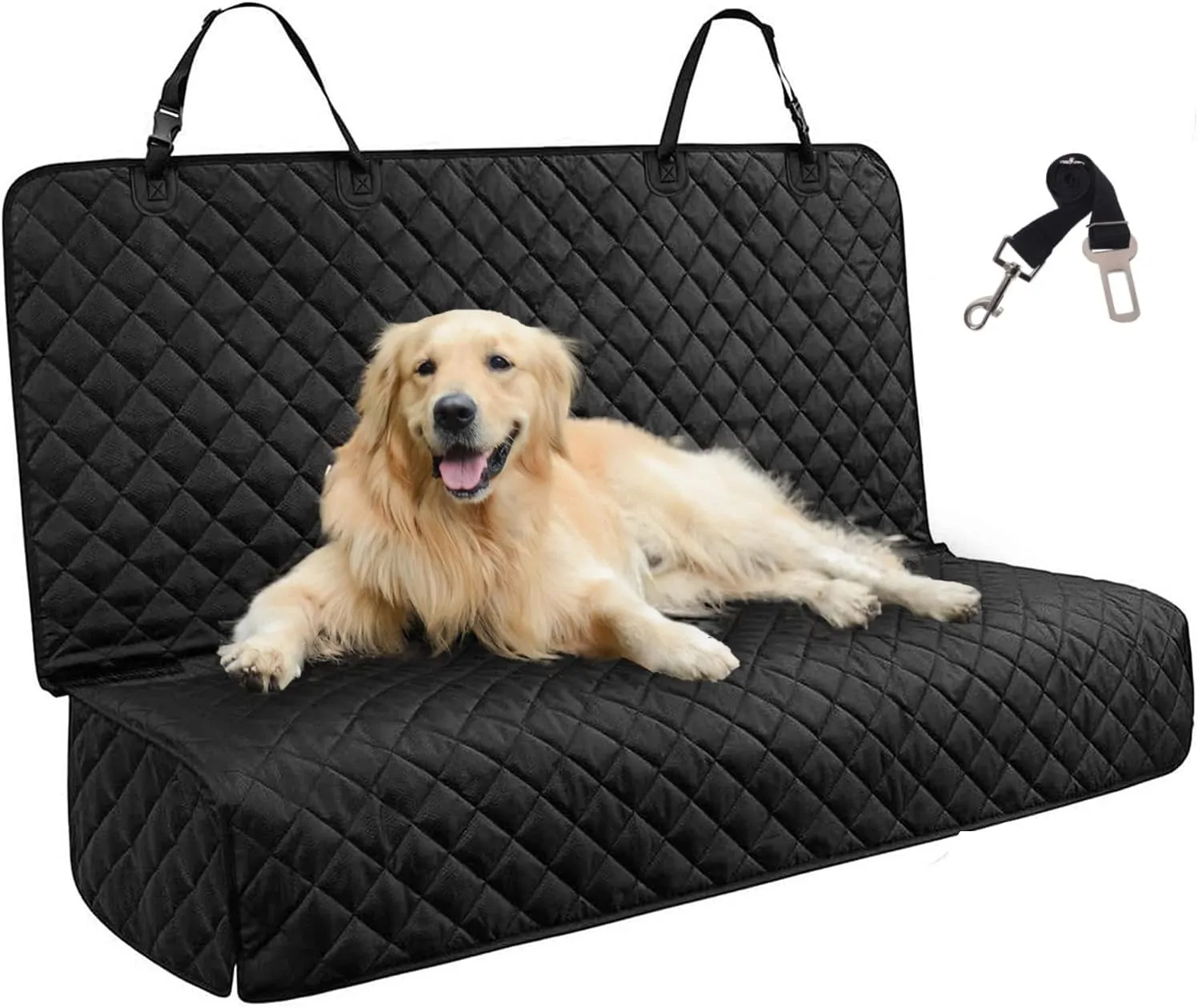 Dog Car Seat Covers for Back Seat Waterproof Bench Seat Cover Protector Nonslip Durable Soft Pet Back Seat Covers for Car, Truck, & SUV (Black)