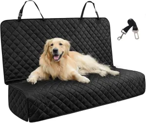 Dog Car Seat Covers for Back Seat Waterproof Bench Seat Cover Protector Nonslip Durable Soft Pet Back Seat Covers for Car, Truck, & SUV (Black)