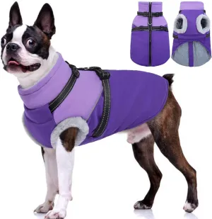 Dog Jackets for Medium Dogs - Winter Coats with Harness, Waterproof & Windproof, Fleece Lined Puffer Jacket for Snow