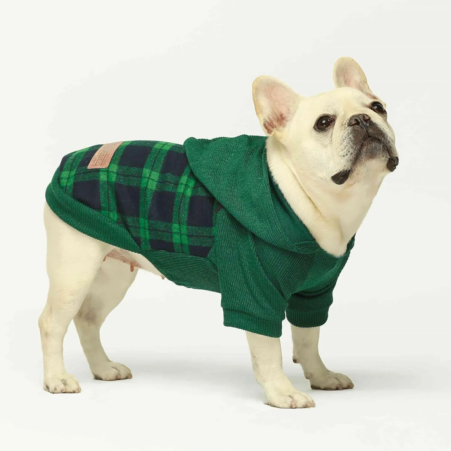 Fitwarm Tartan Plaid Dog Hoodie, Knitted Dog Clothes for Small Dogs Boy, Pet Sweater with Hood, Cat Winter Outfit, Green, XXL