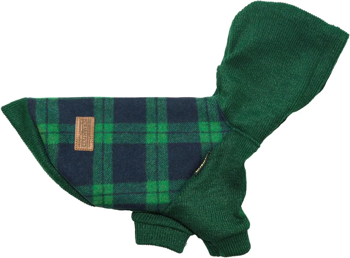 Fitwarm Tartan Plaid Dog Hoodie, Knitted Dog Clothes for Small Dogs Boy, Pet Sweater with Hood, Cat Winter Outfit, Green, XXL