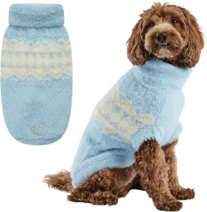 Fuzzy Dog Sweater - Cozy & Soft Knit Sweater for Dogs - Warm Winter Dog Pullover - Stylish & Comfortable - X-Large, Light Blue