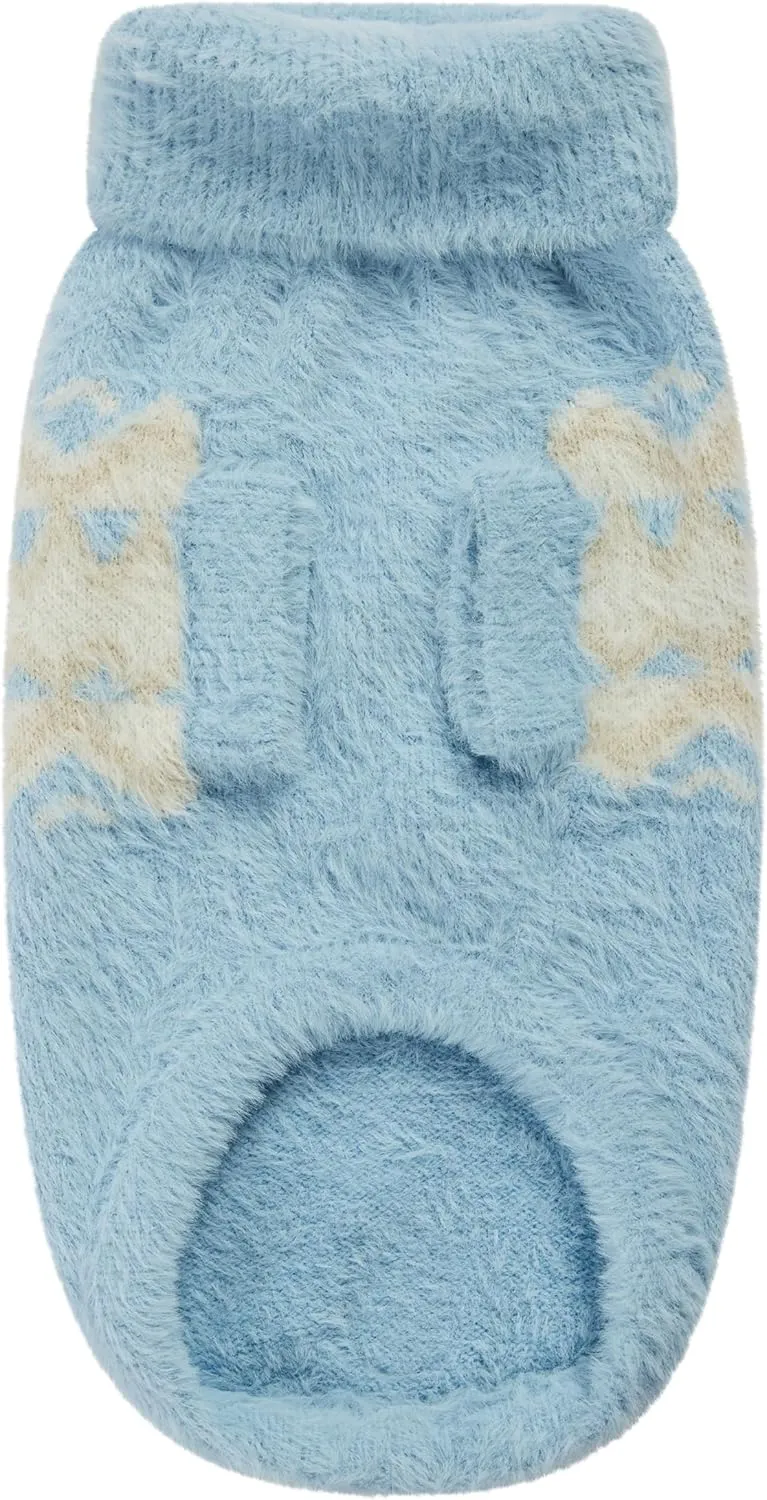 Fuzzy Dog Sweater - Cozy & Soft Knit Sweater for Dogs - Warm Winter Dog Pullover - Stylish & Comfortable - X-Large, Light Blue