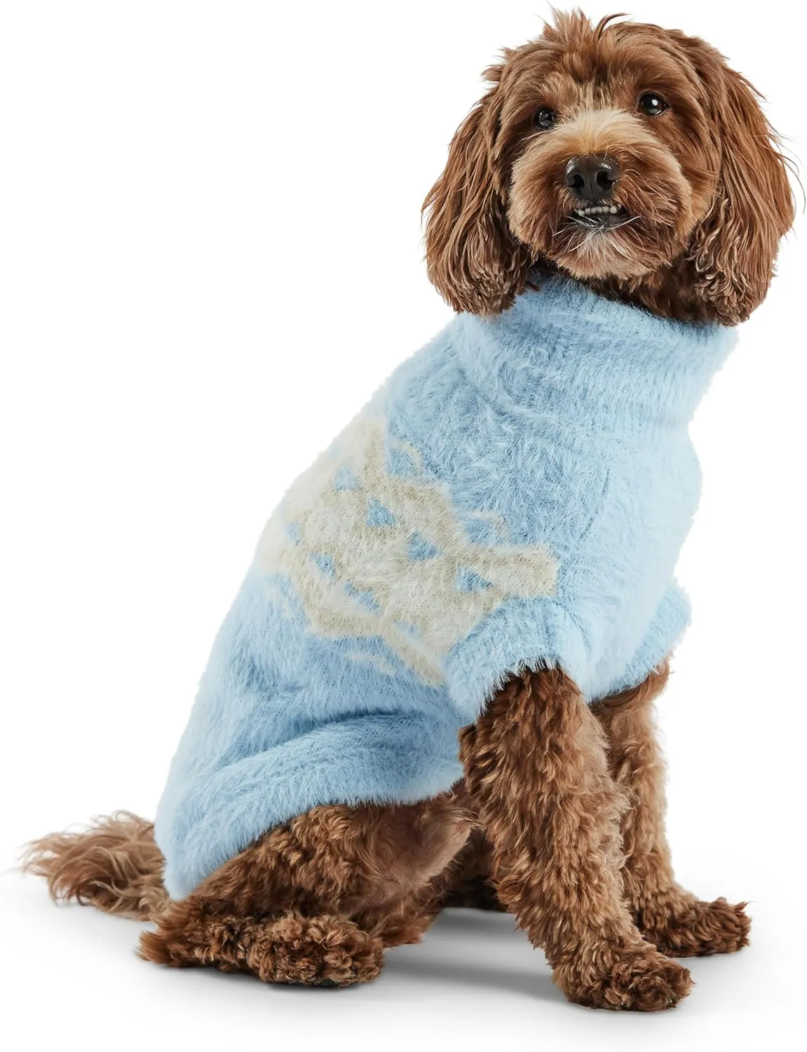 Fuzzy Dog Sweater - Cozy & Soft Knit Sweater for Dogs - Warm Winter Dog Pullover - Stylish & Comfortable - X-Large, Light Blue