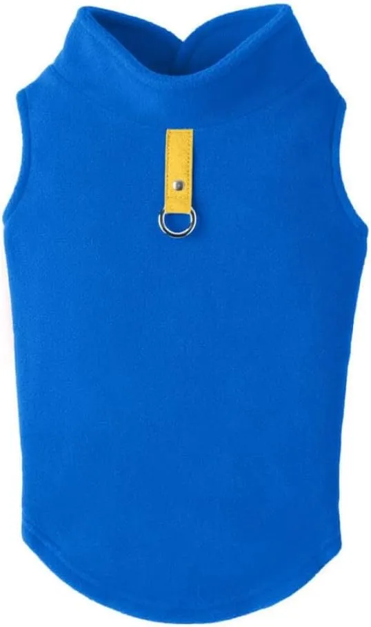 Gooby - Fleece Vest, Small Dog Pullover Fleece Jacket with Leash Ring, Deep Blue, Large