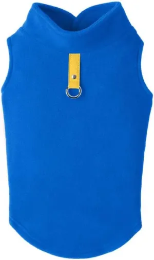Gooby - Fleece Vest, Small Dog Pullover Fleece Jacket with Leash Ring, Deep Blue, Large