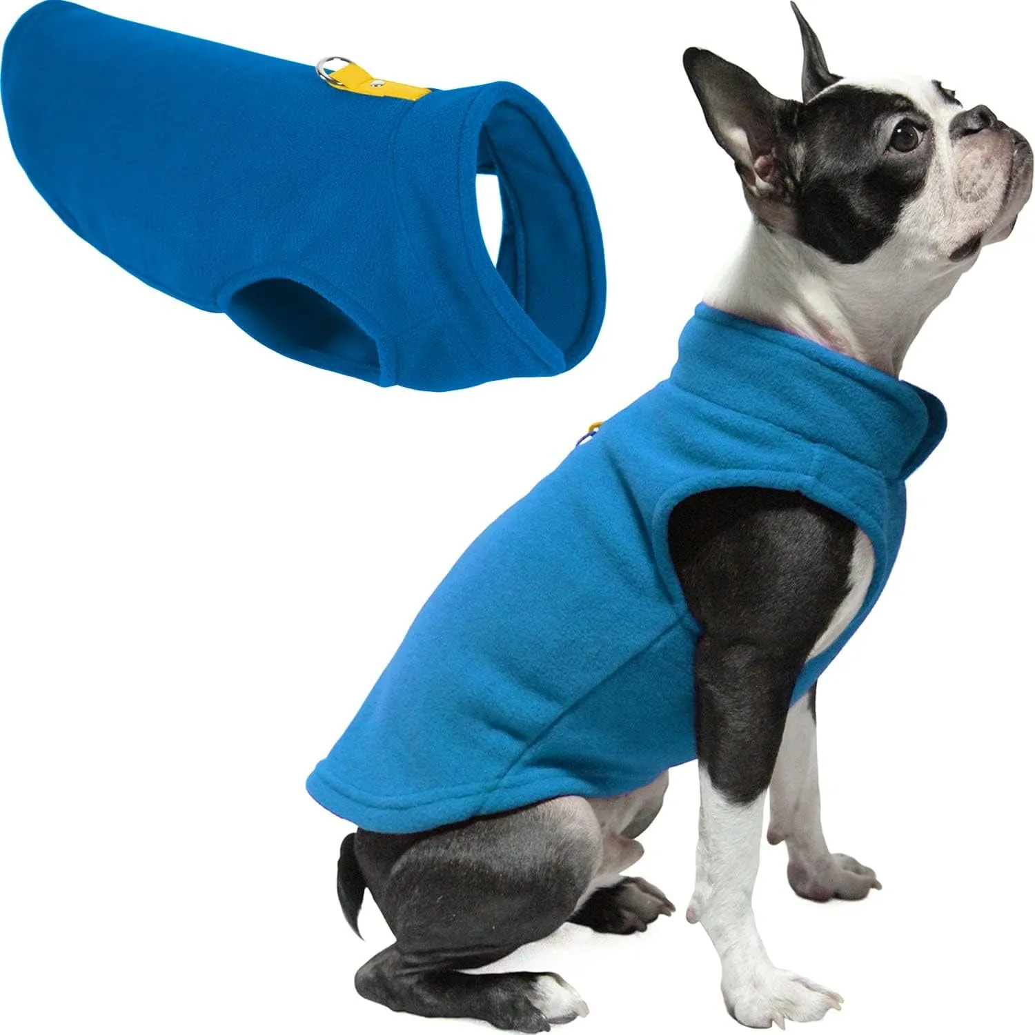 Gooby - Fleece Vest, Small Dog Pullover Fleece Jacket with Leash Ring, Deep Blue, Large