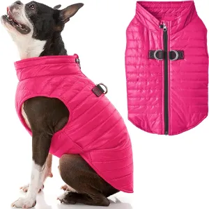 Gooby Puffer Vest Dog Jacket - Pink, X-Small - Ultra Thin Zip Up Wind Breaker with Dual D Ring Leash - Water Resistant Small Dog Sweater Coat - Dog Clothes for Small Dogs Boy or Medium Dogs