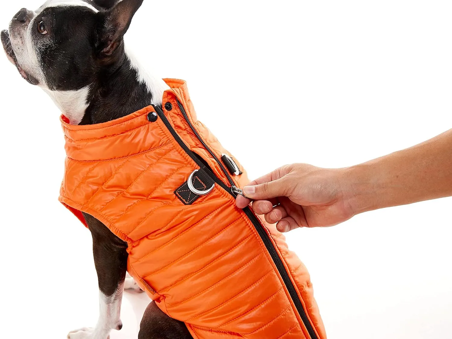 Gooby Puffer Vest Dog Jacket - Purple, X-Large - Ultra Thin Zip Up Windbreaker with Dual D Ring Leash - Water Resistant Dog Sweater Coat