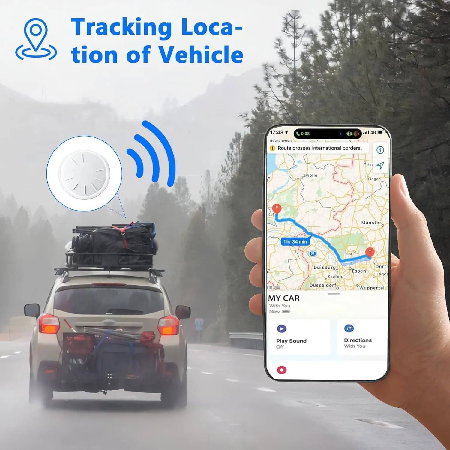 GPS Tracker for Vehicles, 2PCS Mini GPS Tracker with Magnetic Case, Work with Find My (iOS Only), No Monthly Fee Vehicles Tracker (Black)