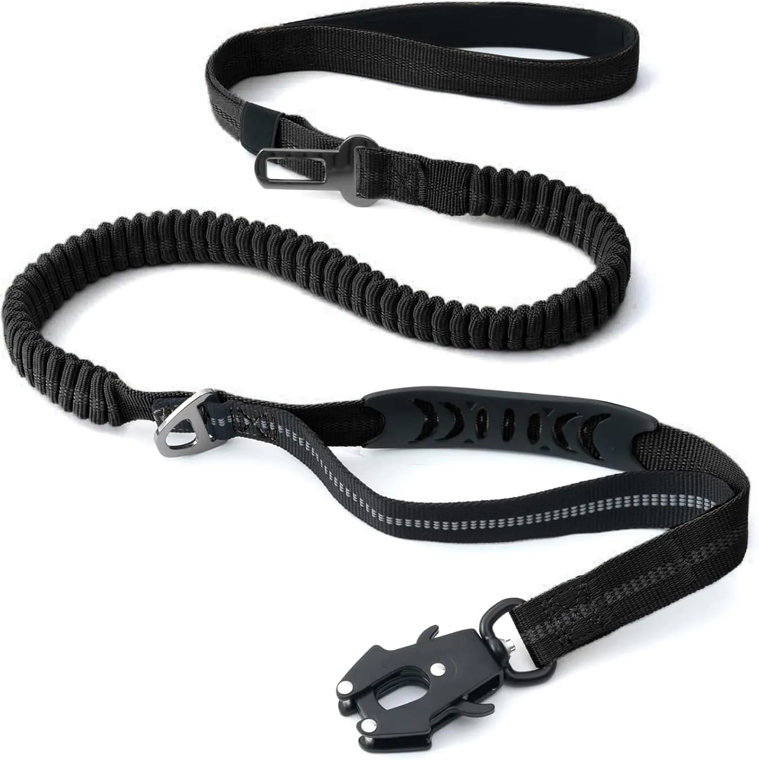 Heavy Duty Dog Leash - 4-6ft, 2 Comfortable Padded Handles, Traction Shock Absorbing, Anti-Pull Reflective for Medium to Large Dogs, Black