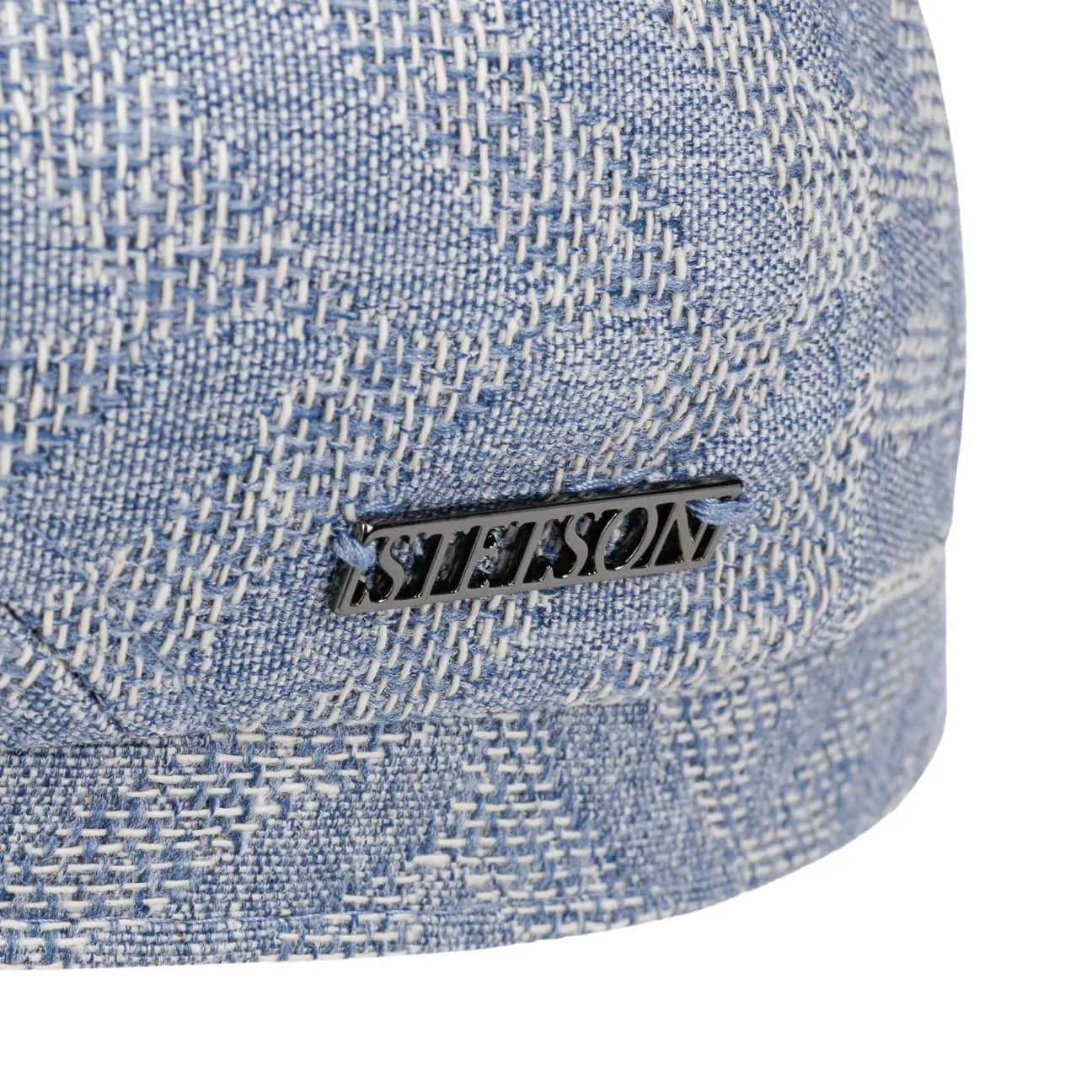 Herringbone Cotton Mix Flat Cap by Stetson