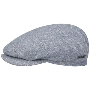 Herringbone Cotton Mix Flat Cap by Stetson