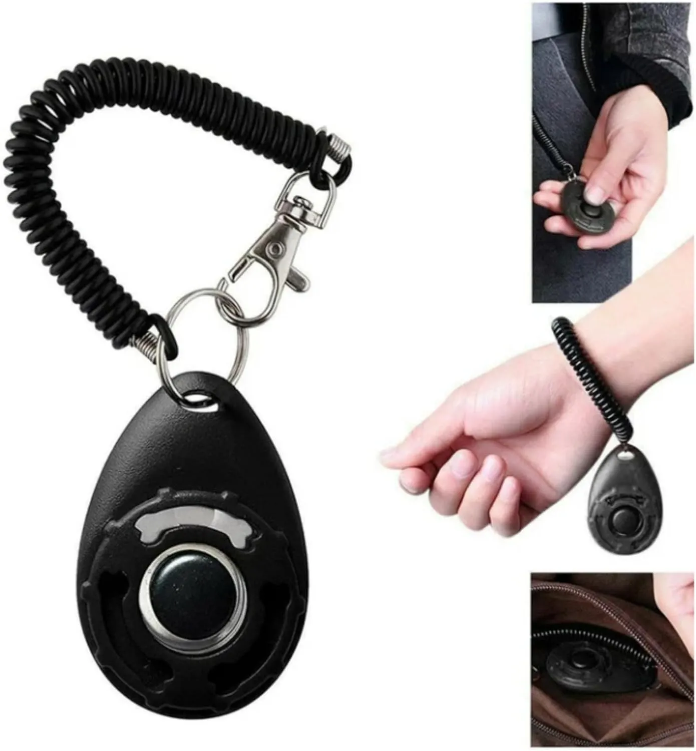 High Efficiency Dog Training Clicker  Tool for Dog Training Dog Barking Alarm System (Black, One Size)